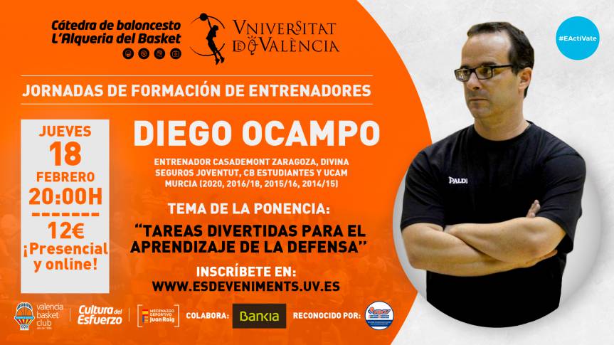 Diego Ocampo protagonizará la quinta jornada de formación de la Cátedra de Baloncesto 