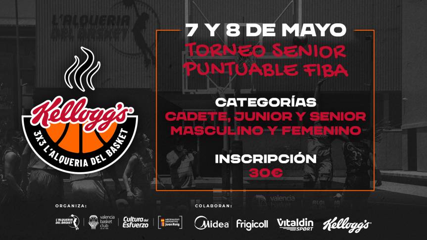 El Torneo Kellogg’s 3x3 puntuable para FIBA llega a L’Alqueria