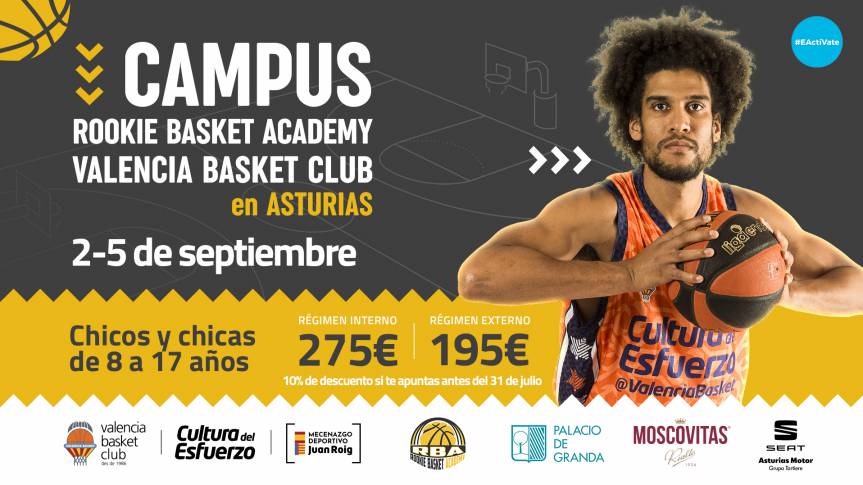 Valencia Basket launches a Camp with the Rookie Basket Academy in Asturias