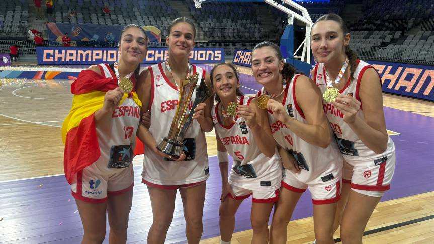 Hernández, Alonso, Dávila, Lishchuk i Lostal, Campiones d’Europa U16F