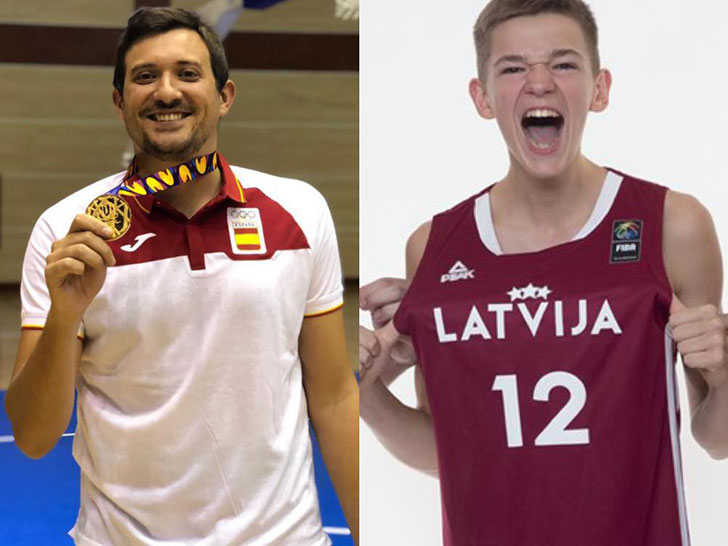 El jugador letón Fred Bagatskis y el entrenador Xavi Albert arrancan el Eurobasket U16M