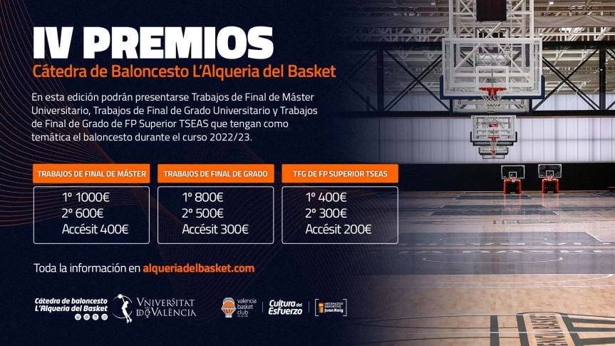 Apúntate a los IV Premios Cátedra de Baloncesto de L’Alqueria